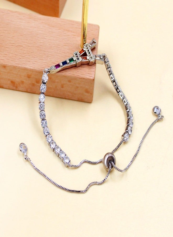 Tobestu Platinum Plated Eiffel Tower Charm Bracelet with Delicate CZ Accents - Adjustable Bolo Style Inspired by Parisian Romance YA5691 - Image 4